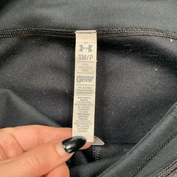 Under Armour Leggings Womens S Small Grey Black Fitted All Season Gear Stretch - Picture 4 of 11